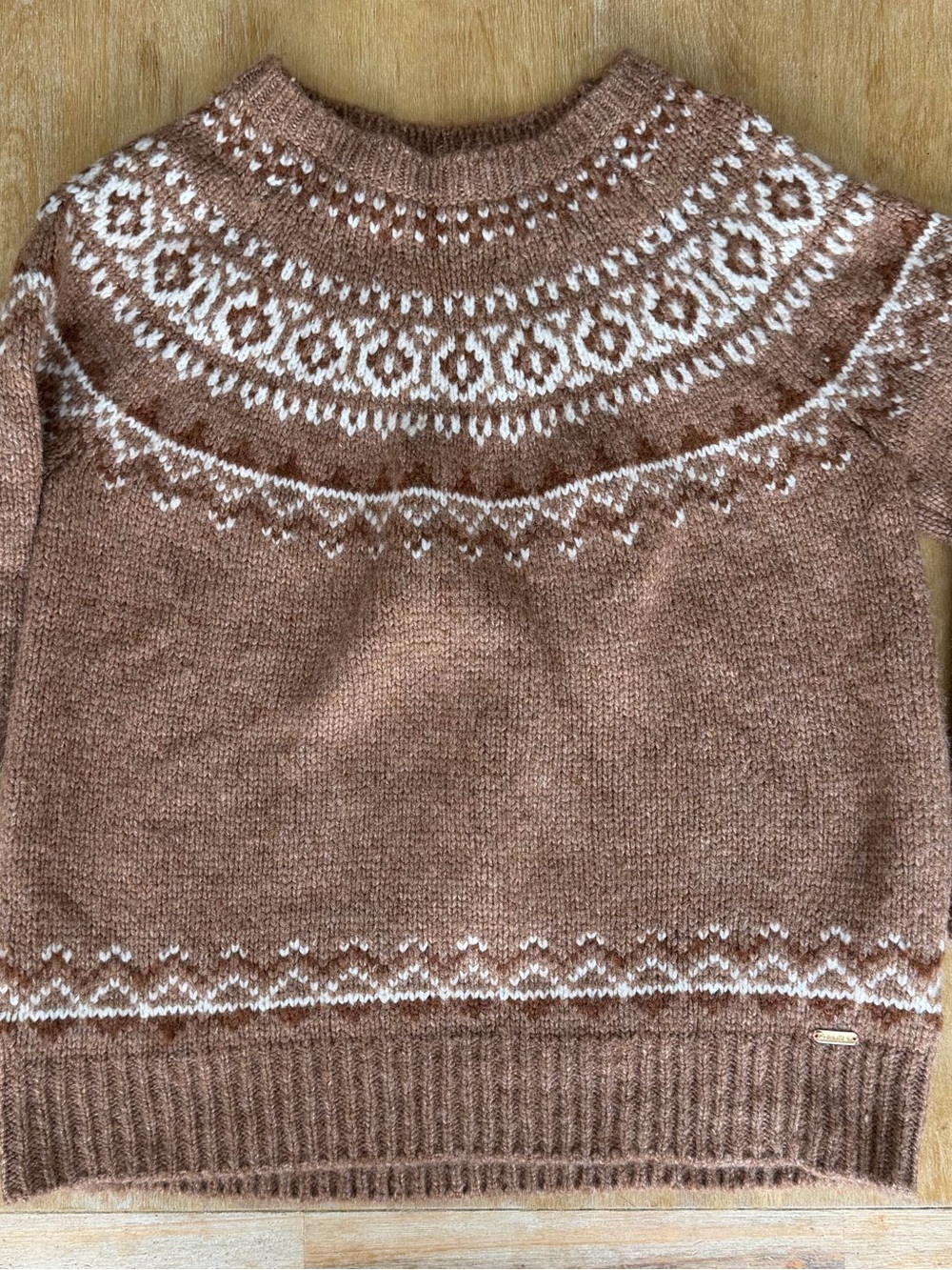 Calvin Klein Wool Blend Sweater - Taupe & White